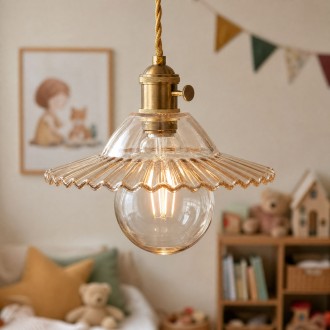 Lampa wisząca szklana płaska BALERINA bursztynowa