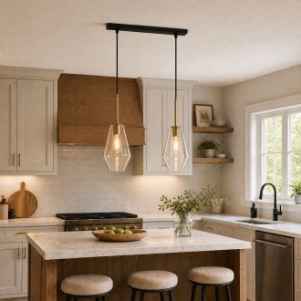 Lampa wisząca na listwie podwójna Paris długa szklana clear 
