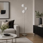 Lampa podłogowa silver białe kule MILANO