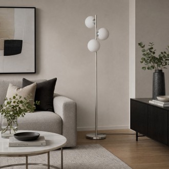 Lampa podłogowa silver białe kule MILANO