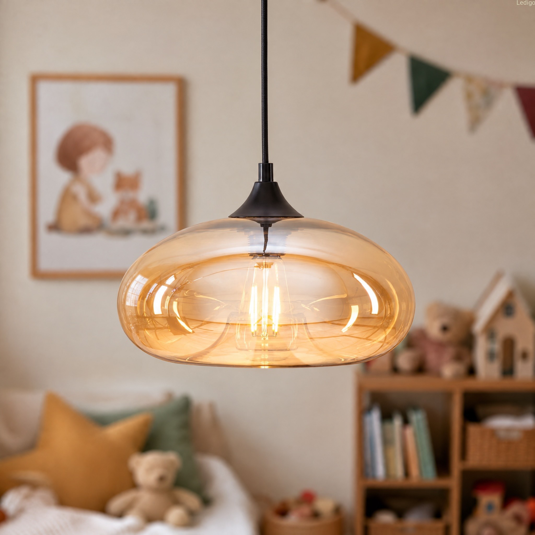Lampa wisząca szklana bursztynowa amber do pokoju dziecięcego EP017 Cairo Amber.jpg