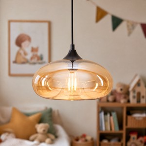 Lampa sufitowa wisząca szklana złota amber Cairo
