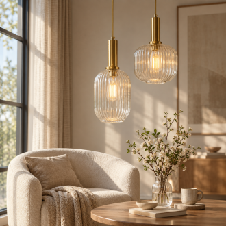 Lampa wisząca szklana MODERNA LUX złota przezroczysta