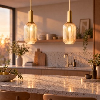 Lampa wisząca MODERNA LUX Slim złota bursztynowa