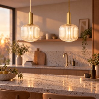 Lampa wisząca szklana MODERNA LUX złota bursztynowa