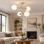 Lampa sufitowa złota Milano Tower 4 mleczne kule dwuobwodowa