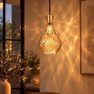 Lampa wisząca szklana kryształowa podłużna karafka AMBER