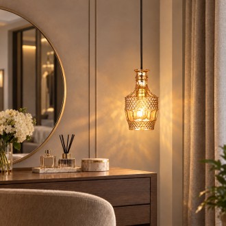 Lampa wisząca szklana kryształowa elegancka karafka AMBER