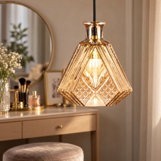 Lampa wisząca szklana kryształowa karafka AMBER