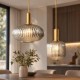 Lampa wisząca nowoczesna szklana lustrzana ryflowana nowoczesna ze złotą tubą.jpg
