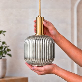 Lampa wisząca szklana MODERNA LUX lustrzana grafitowa