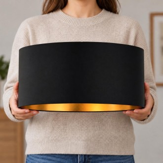 Abażur walec Oro Deluxe czarny złoty środek 40cm ZLA7229