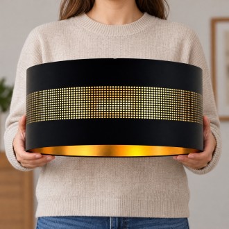 Abażur walec ażurowy Oro Deluxe czarny złoty środek 40cm ZLA7227