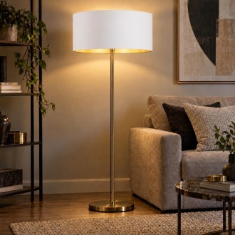 Abażur walec Oro Deluxe biały złoty środek 35cm ZLA7232