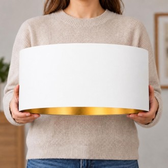 Abażur walec Oro Deluxe czarny złoty środek 40cm ZLA7232