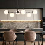 Lampa sufitowa duża Milano Grande black 6 kloszy mleczne kule EP1C21