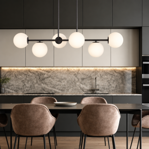 Lampa sufitowa duża Milano Grande black 6 kloszy mleczne kule EP1C21