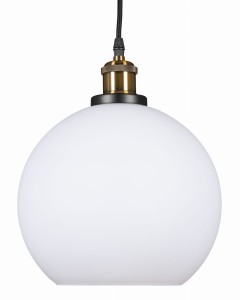 Lampa wisząca  duża szklana kula mleczna biała