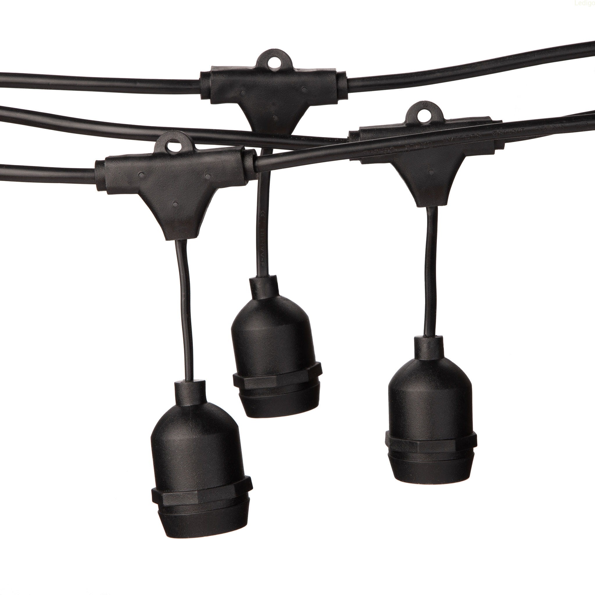 Girlanda świetlna ogrodowa zwieszana 10m 20 opraw czarna