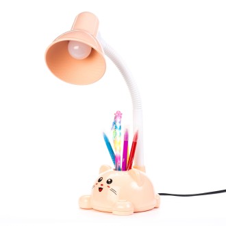 Lampka biurkowa  dziecięca kotek morelowa