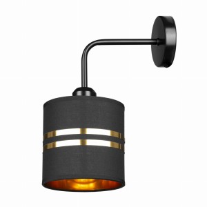 Kinkiet ścienny loft z abażurem złote pasy Oro czarny