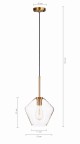 Lampa wisząca szklana przezroczysta PARIS mała - wymiary
