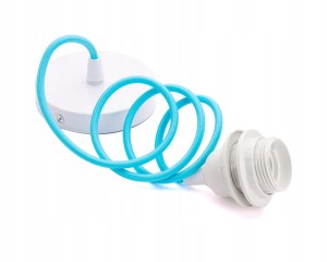 Kabel niebieski w oplocie z oprawą do lampy E27