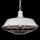 Duża industrialna lampa wisząca z łańcuchem i kratką biała