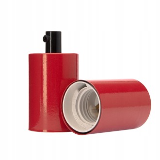 Oprawka metalowa do lampy E27 walec czerwona