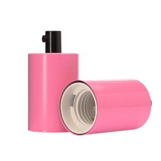 Oprawka metalowa do lampy E27 walec różowa