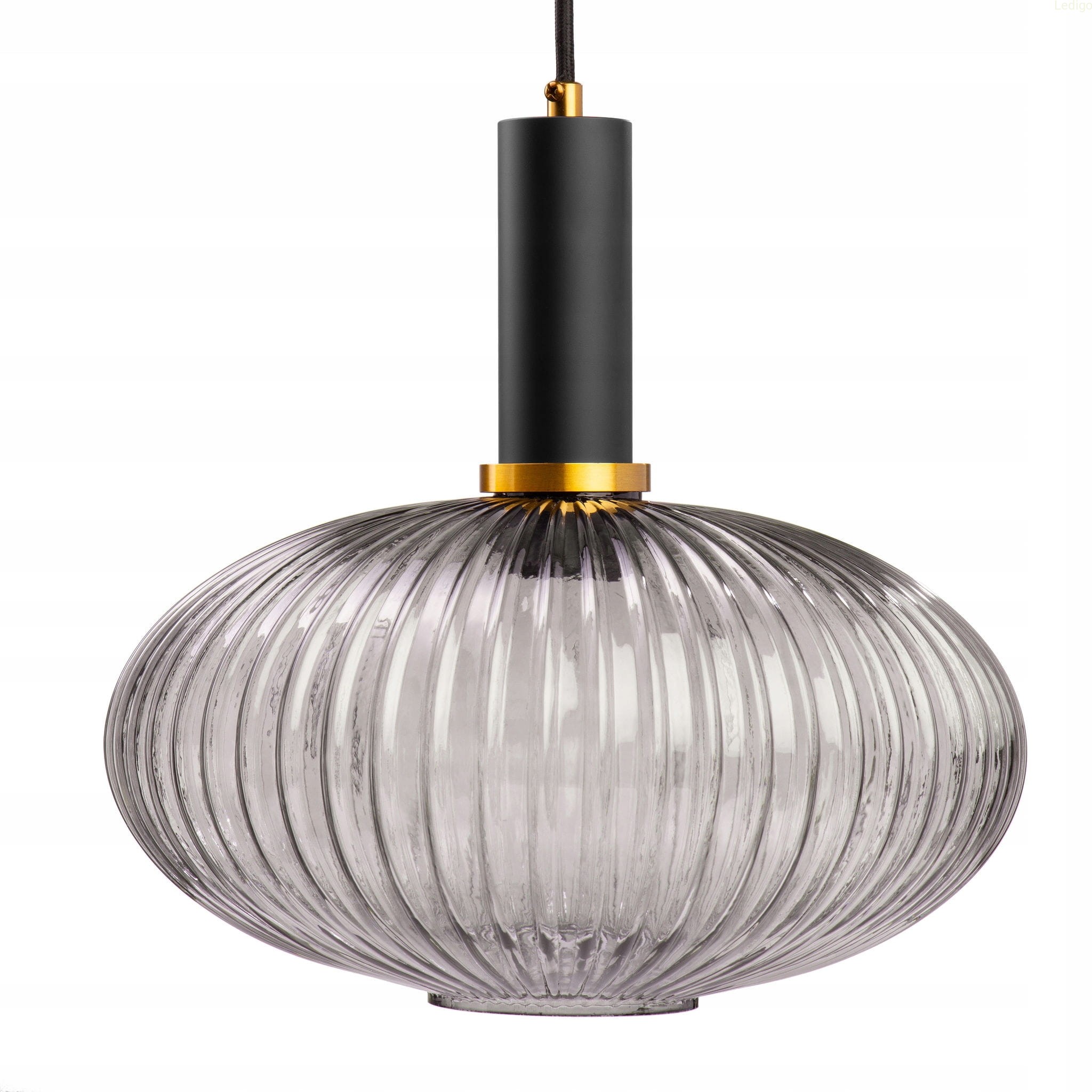 Lampa wisząca szklana MODERNA grafitowa szara DUŻA