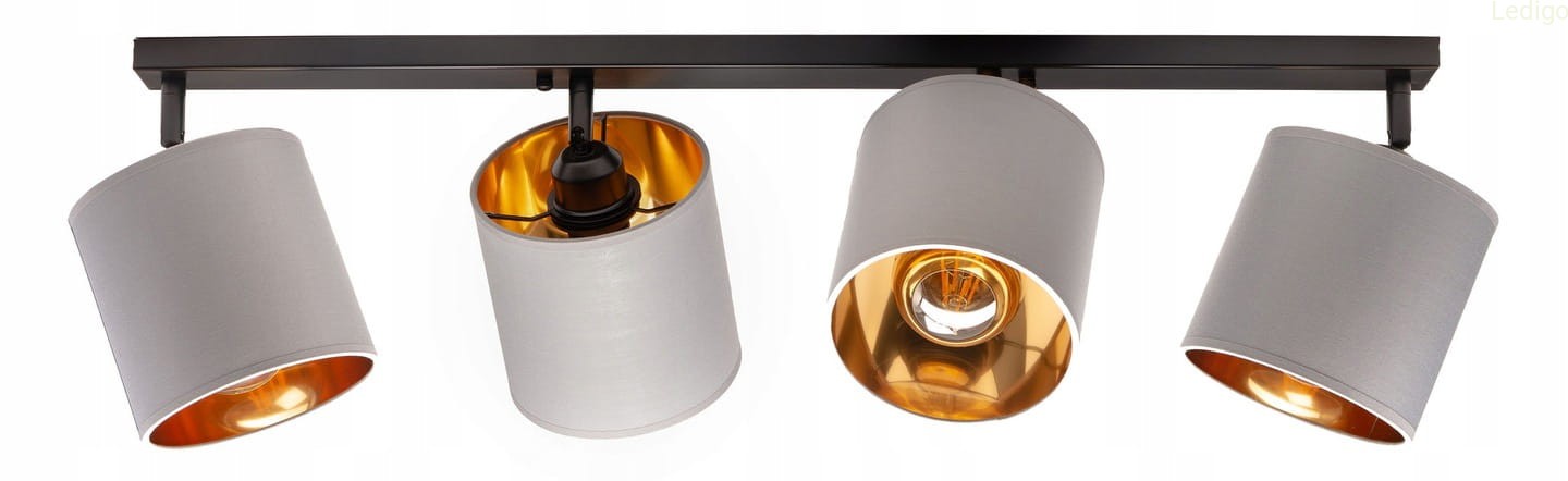 Lampa sufitowa na listwie 4 szara abażur LED