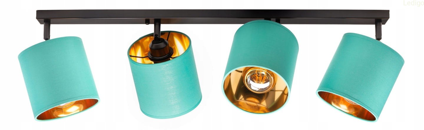 Lampa sufitowa na listwie 4 turkusowa abażur LED