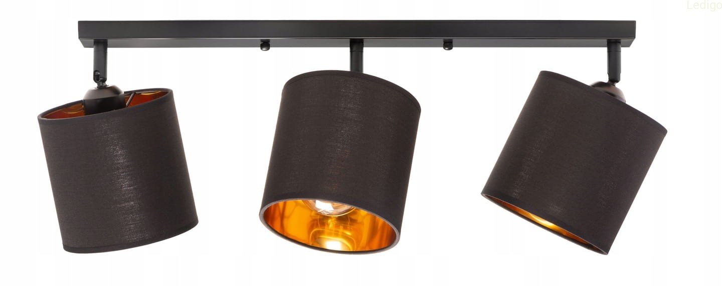 Lampa sufitowa na listwie potrójna czarna abażur
