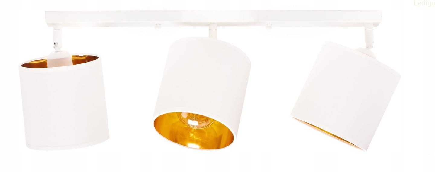 Lampa sufitowa na listwie potrójna biała abażur