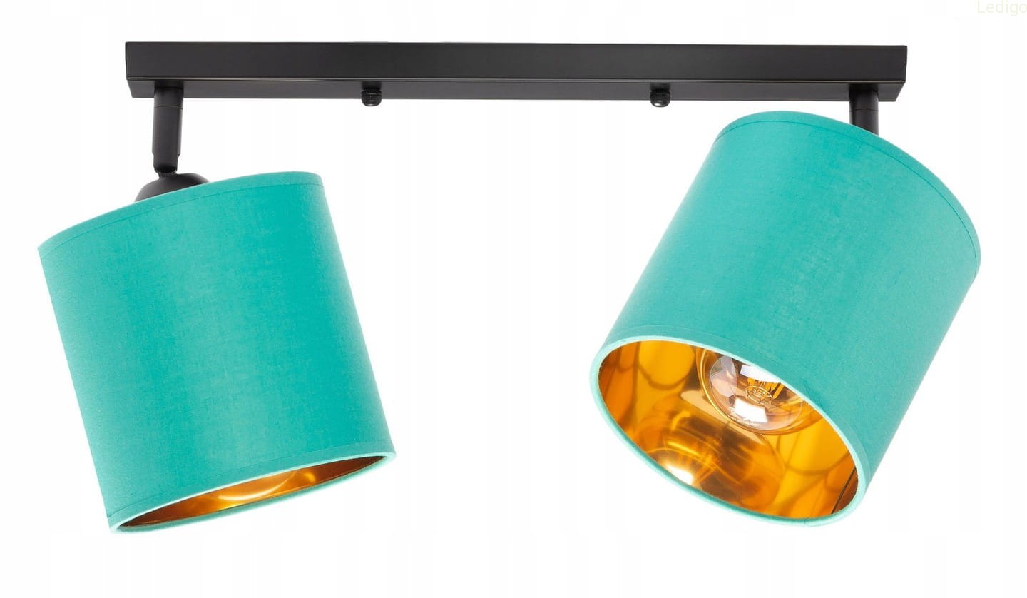 Lampa sufitowa na listwie podwójna turkusowa abażur