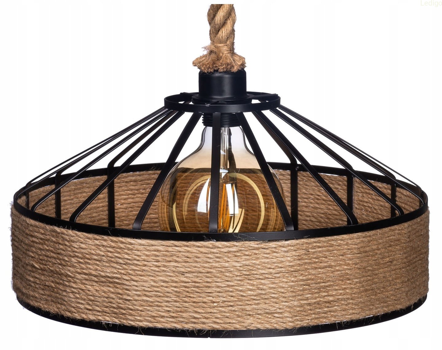 Lampa wisząca jutowa konopny sznur retro boho 40cm