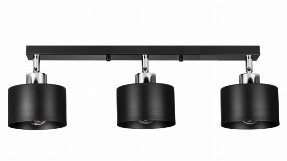 Lampa sufitowa na listwie czarna potrójna metalowa