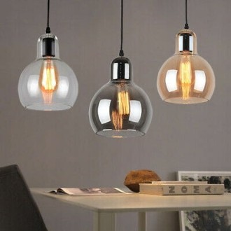 Lampa wisząca szklana szara grafit lustrzana Pera