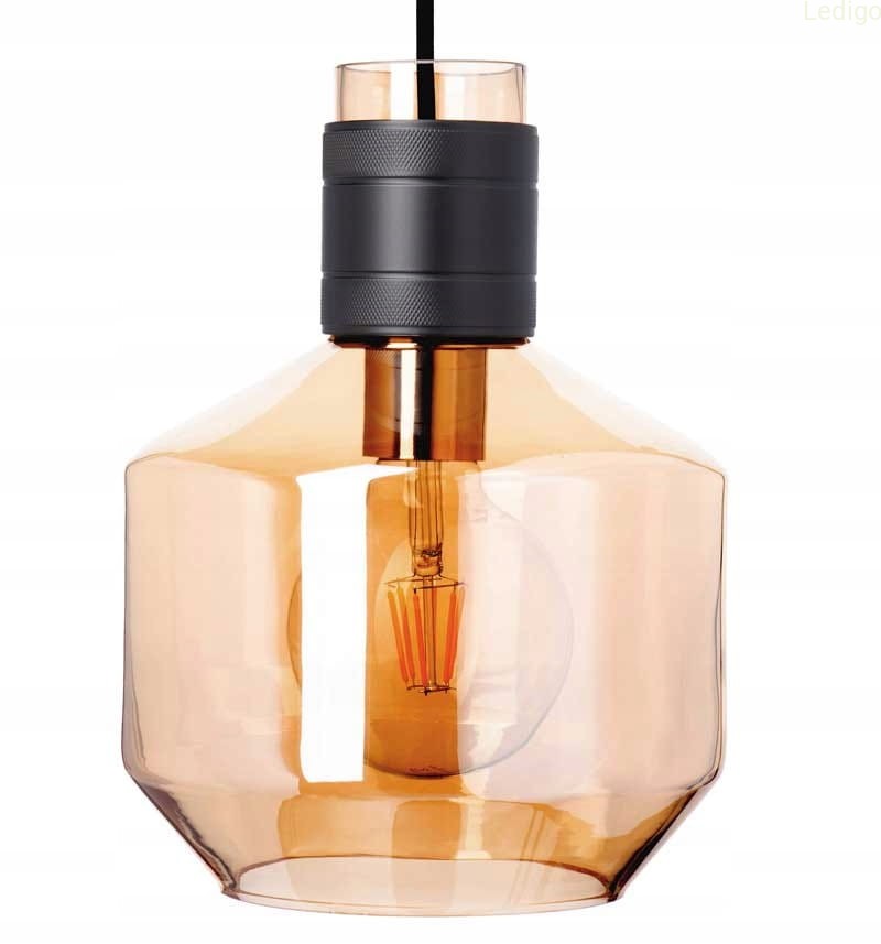 Lampa wisząca szklana bursztynowa złota