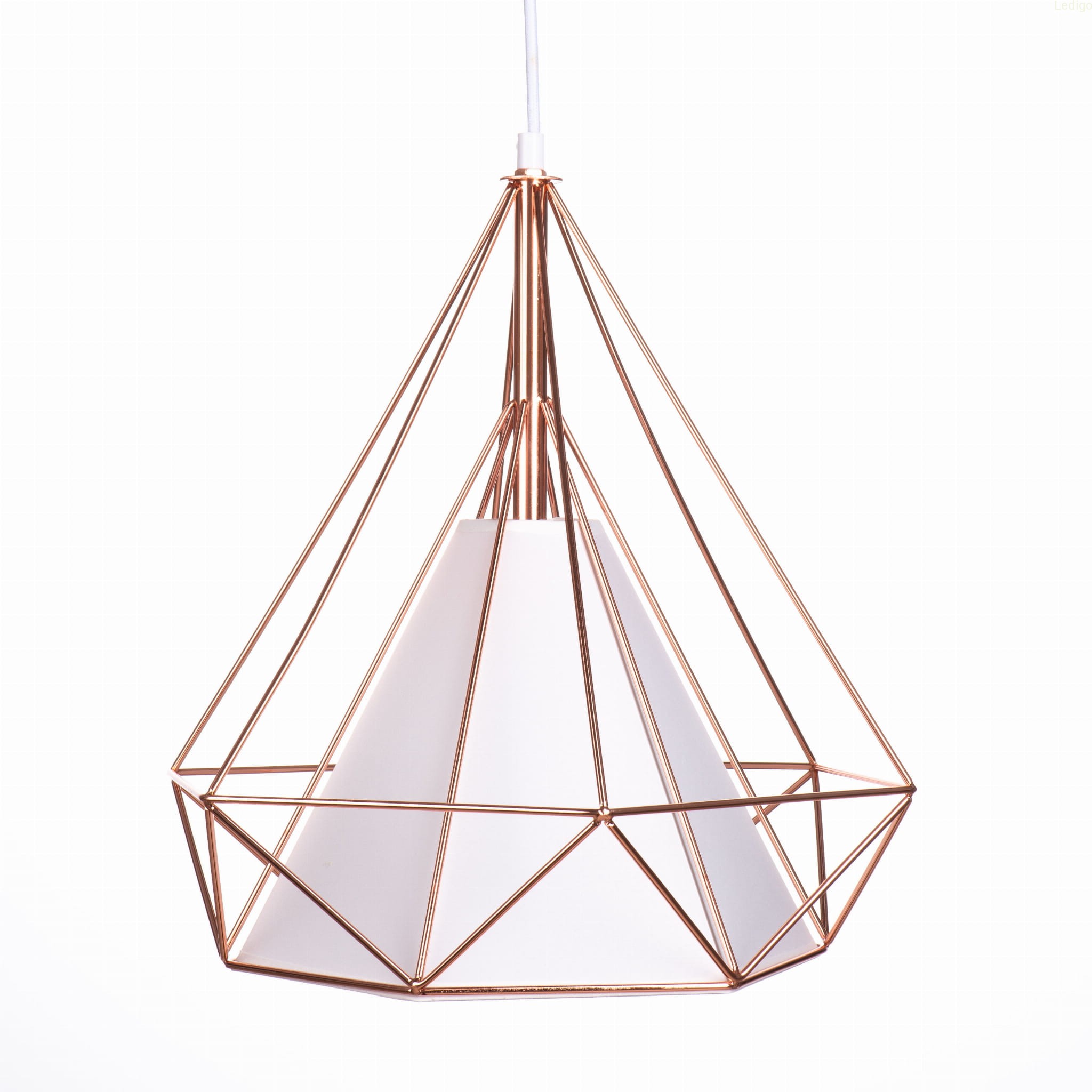 Lampa wisząca druciana LOFT GEO duża RÓŻOWE ZŁOTO
