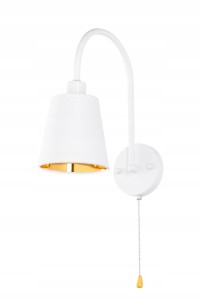 Kinkiet z abażurem biały łuk E14 z łańcuszkiem