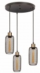 Lampa sufitowa plafon czarna 3 klosze z metalowej siatki