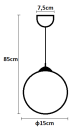 Lampa wisząca mała kulka Venus Zielona - wymiary