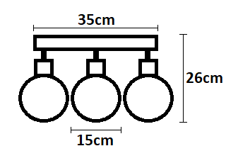 Lampa sufitowa plafon potrójna kulka Venus Grafit