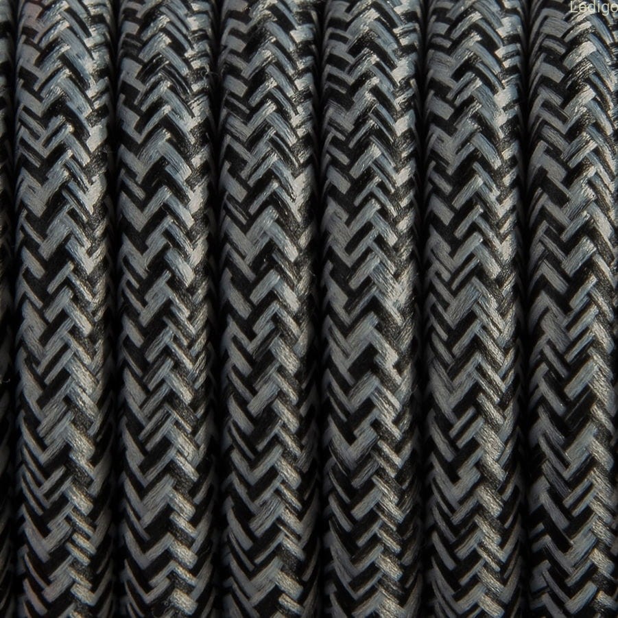 Przewód w oplocie kabel dekoracyjny zygzak CZARNY 2x0,75