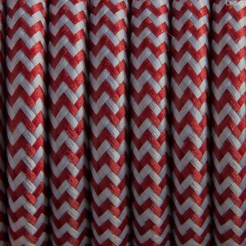 Przewód w oplocie kabel dekoracyjny czerwono biały 2x0,75