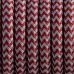 Przewód w oplocie kabel dekoracyjny czerwono biały 2x0,75