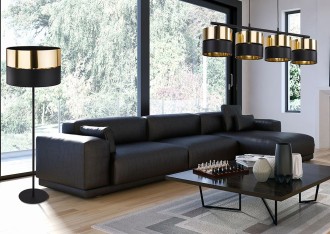 Lampa sufitowa z abażurem 3 HILTON czarno złota