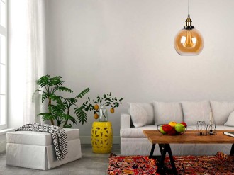 Lampa wisząca szklana kula AMBER duża